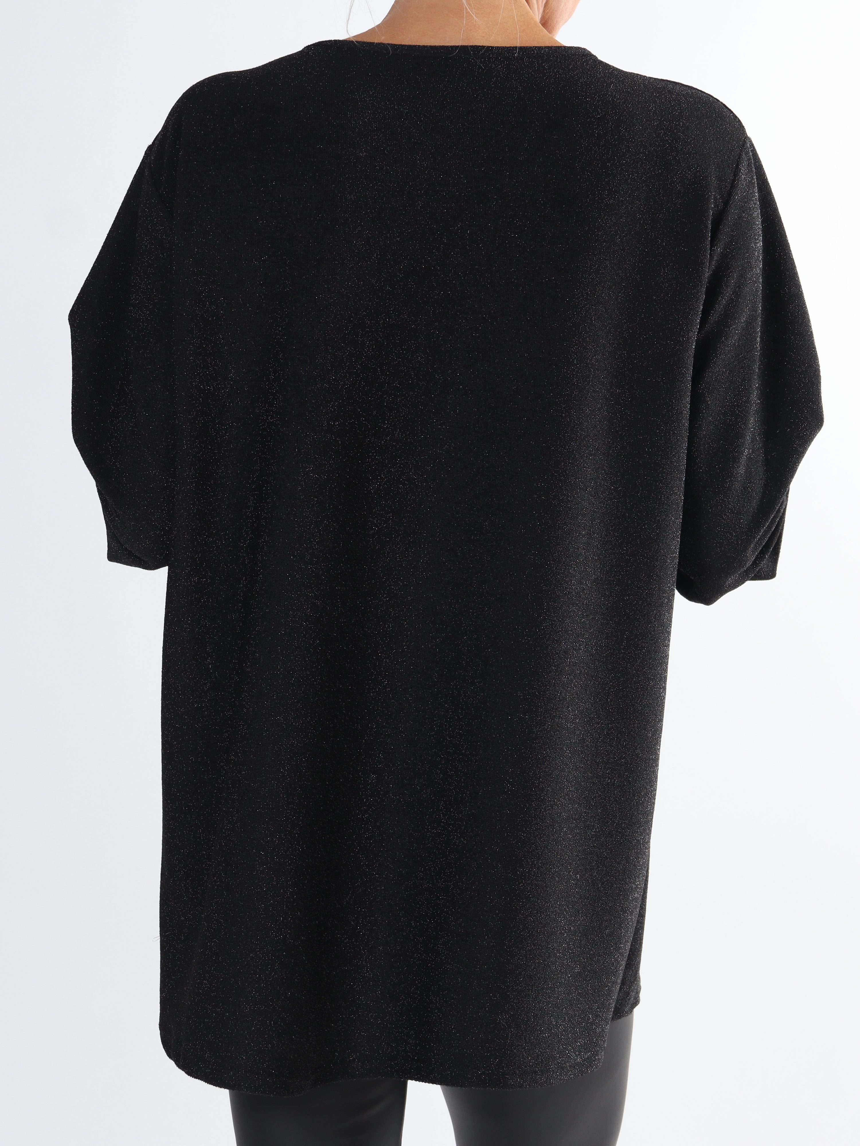 Larna Glitter - Plus size tunika med glimmertråde og v-udskæring